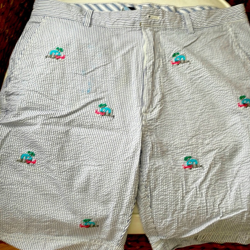 Seersucker bermuda shorts.